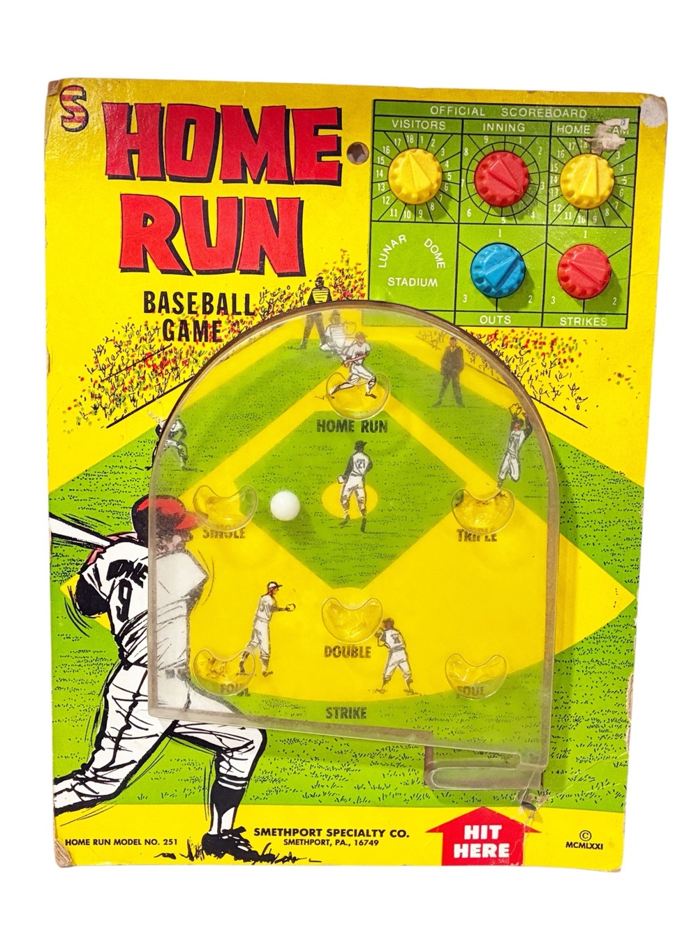 Vtg HOME RUN Marble Baseball Game ~ Smithport Carded Table Top Game